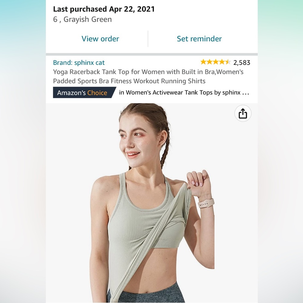 Amazon Workout tank top w/shelf bra